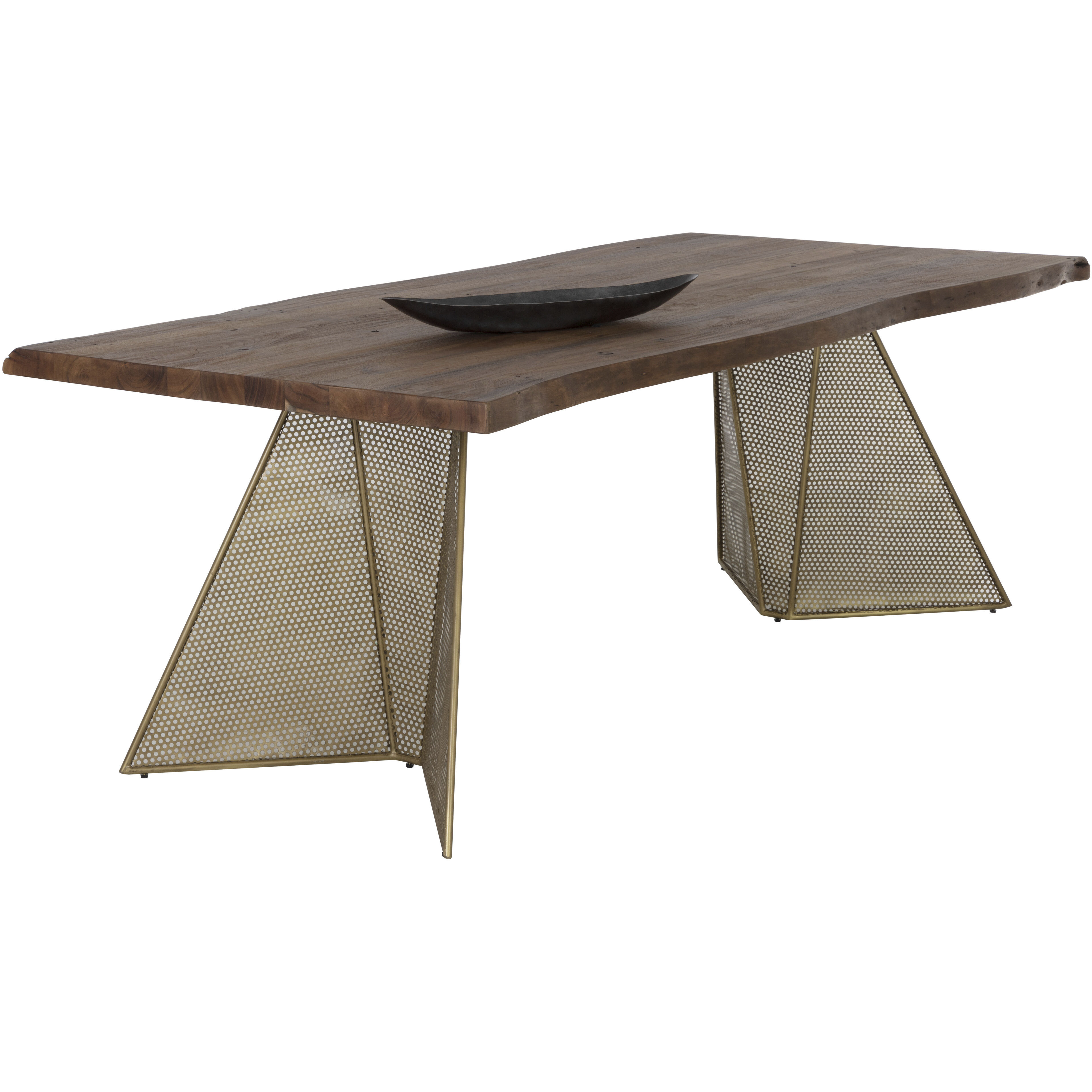 Mickey 90 X 40 inch Smoke Brown / Antique Brass Dining Table
